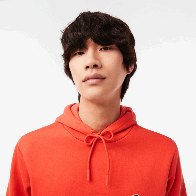 naranja 02k VVL0A353 hombres Lacoste sudadera con capucha de algodón orgánico