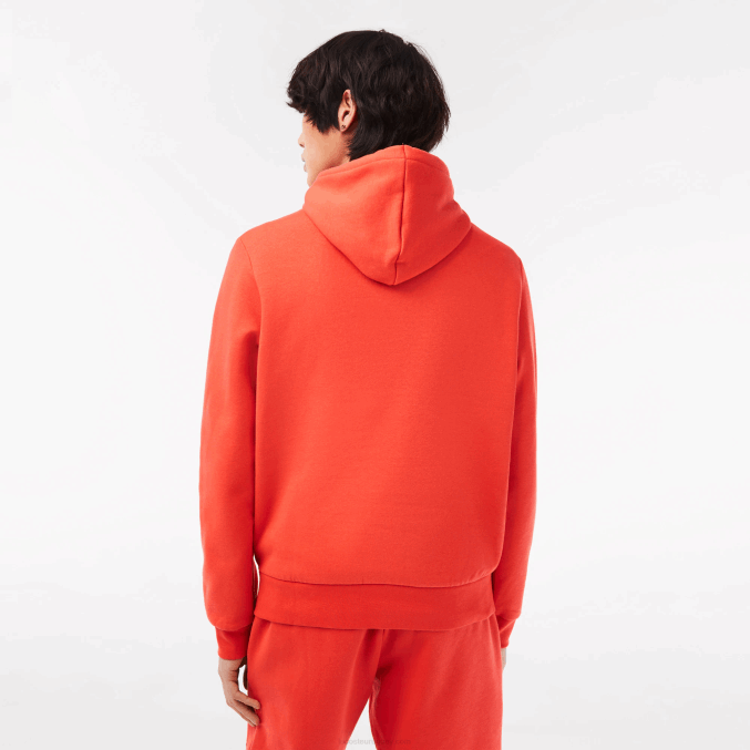naranja 02k VVL0A353 hombres Lacoste sudadera con capucha de algodón orgánico