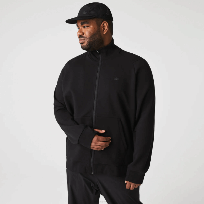 negro 031 VVL0A1023 hombres Lacoste sudadera con cremallera y cuello alto en mezcla de algodón