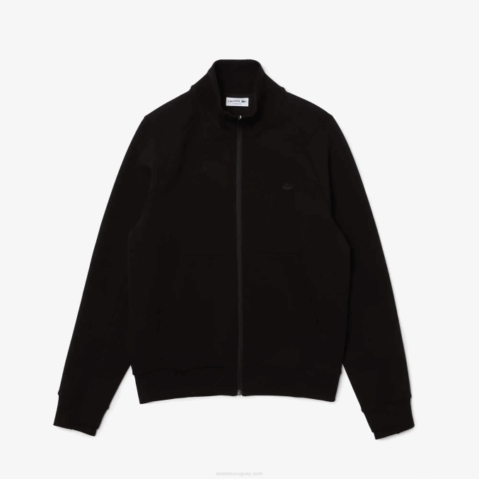 negro 031 VVL0A1023 hombres Lacoste sudadera con cremallera y cuello alto en mezcla de algodón