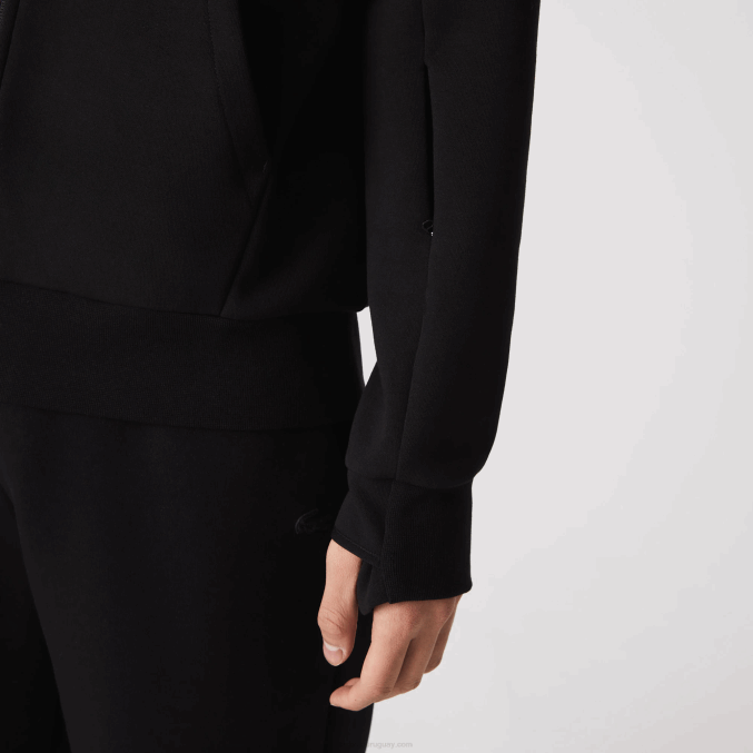 negro 031 VVL0A1023 hombres Lacoste sudadera con cremallera y cuello alto en mezcla de algodón