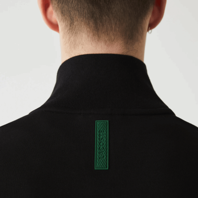 negro 031 VVL0A1023 hombres Lacoste sudadera con cremallera y cuello alto en mezcla de algodón