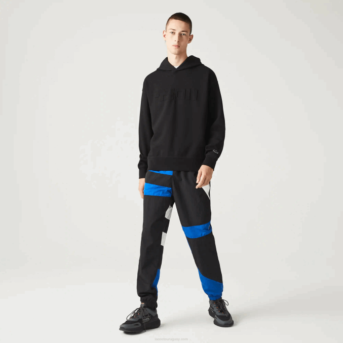 negro 031 VVL0A1053 hombres Lacoste sudadera holgada con capucha