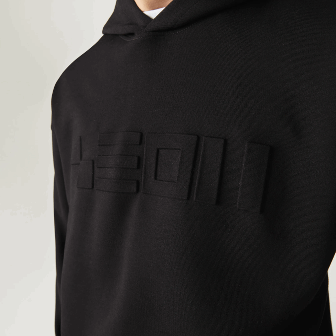 negro 031 VVL0A1053 hombres Lacoste sudadera holgada con capucha