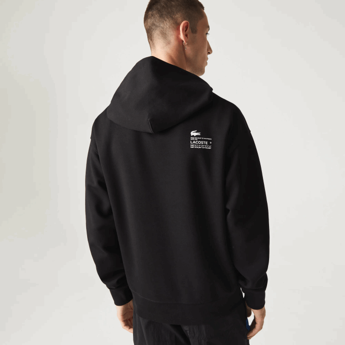 negro 031 VVL0A1053 hombres Lacoste sudadera holgada con capucha