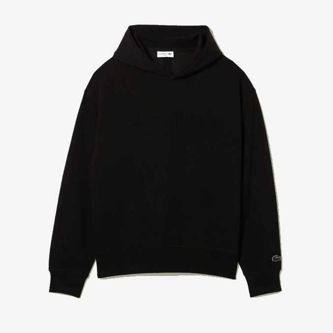 negro 031 VVL0A1053 hombres Lacoste sudadera holgada con capucha