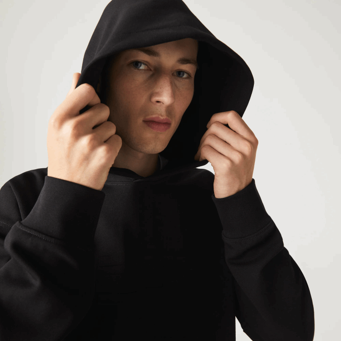 negro 031 VVL0A1053 hombres Lacoste sudadera holgada con capucha