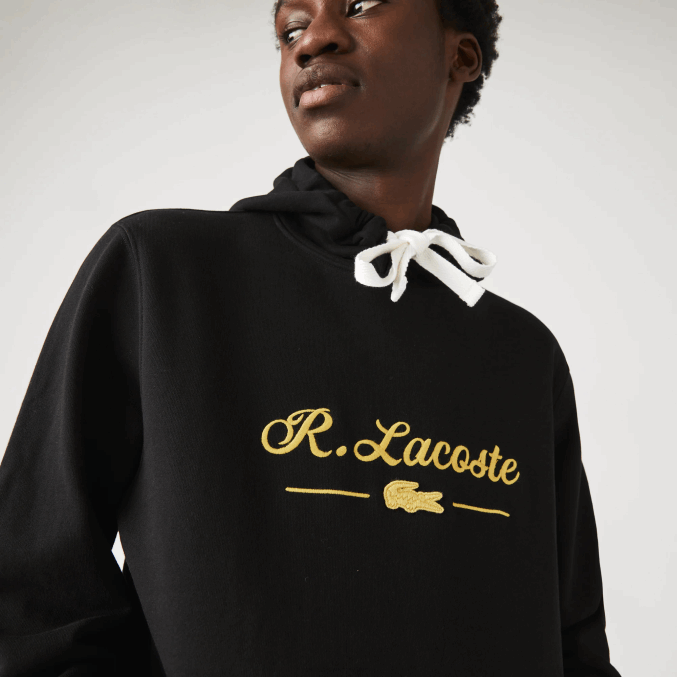 negro 031 VVL0A1154 hombres Lacoste sudadera con capucha y letras bordadas