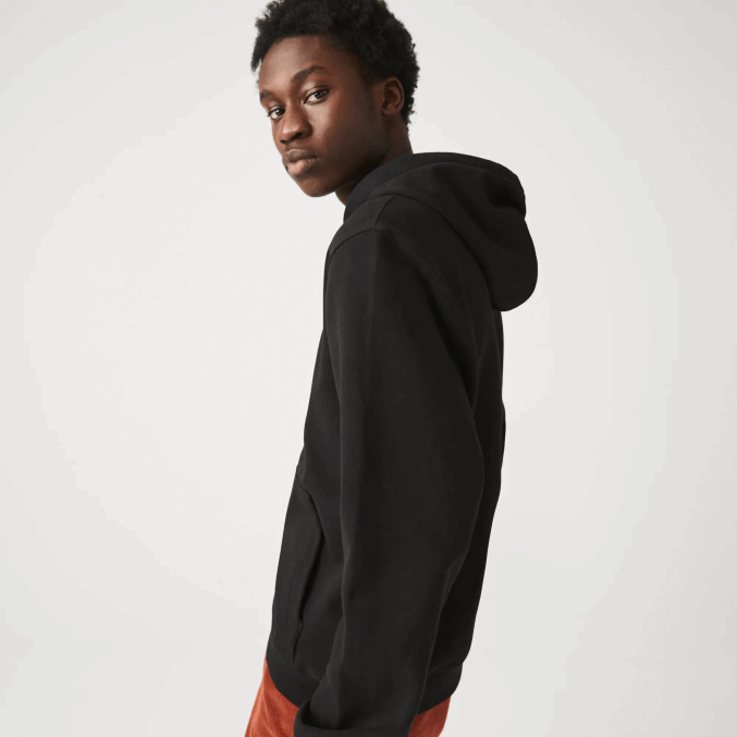 negro 031 VVL0A1154 hombres Lacoste sudadera con capucha y letras bordadas