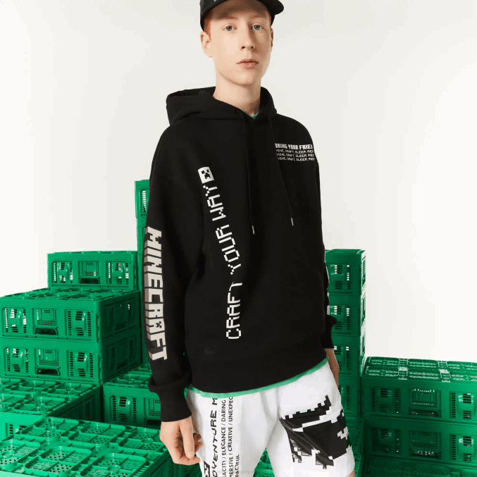 negro 031 VVL0A1166 hombres Lacoste sudadera con capucha de polar holgada live x minecraft
