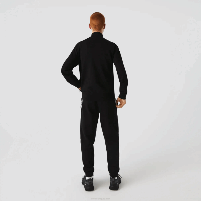 negro 031 VVL0A1269 hombres Lacoste sudadera regular fit de felpa cepillada con cremallera