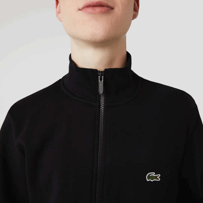 negro 031 VVL0A1269 hombres Lacoste sudadera regular fit de felpa cepillada con cremallera