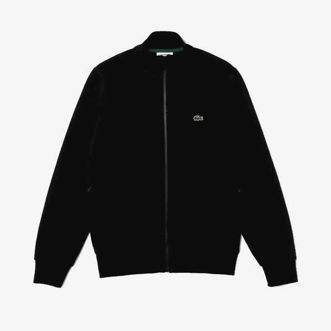 negro 031 VVL0A1269 hombres Lacoste sudadera regular fit de felpa cepillada con cremallera