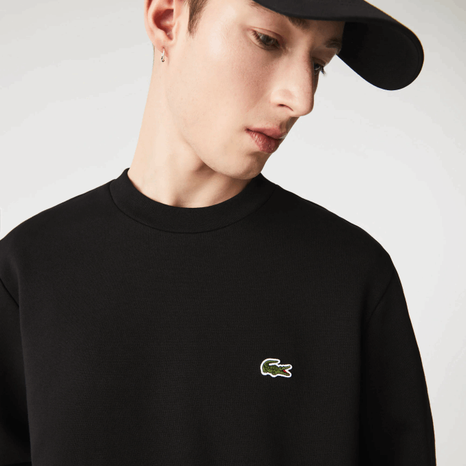 negro 031 VVL0A273 hombres Lacoste sudadera de algodón orgánico peinado