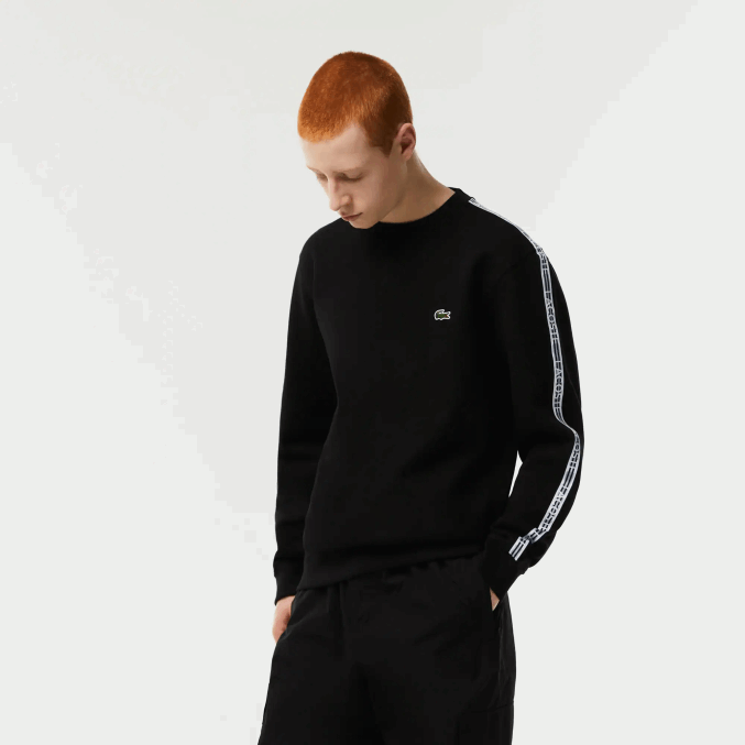 negro 031 VVL0A290 hombres Lacoste sudadera de corte clásico con rayas del logo
