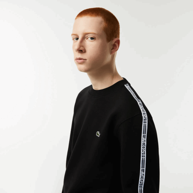 negro 031 VVL0A290 hombres Lacoste sudadera de corte clásico con rayas del logo