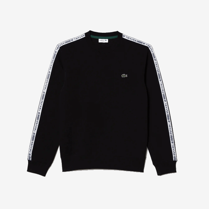 negro 031 VVL0A290 hombres Lacoste sudadera de corte clásico con rayas del logo