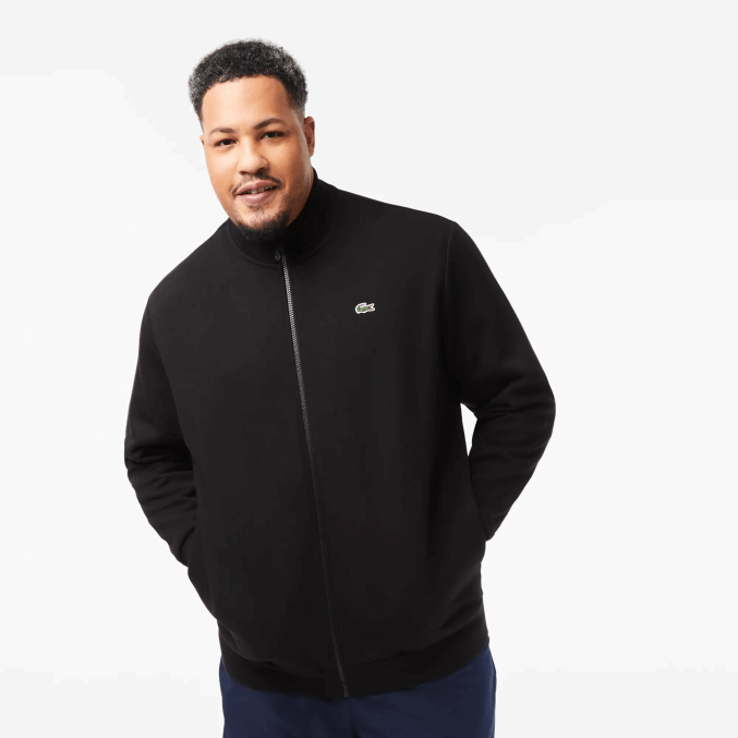 negro 031 VVL0A340 hombres Lacoste Sudadera regular fit de felpa de algodón con cremallera - tallas grandes - grande