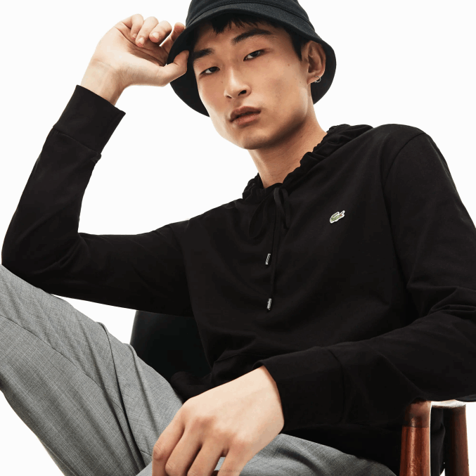 negro 031 VVL0A673 hombres Lacoste sudadera con capucha