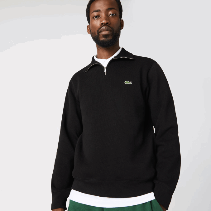 negro 031 VVL0A952 hombres Lacoste sudadera con cremallera y cuello alto