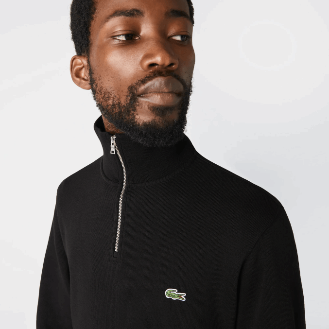 negro 031 VVL0A952 hombres Lacoste sudadera con cremallera y cuello alto