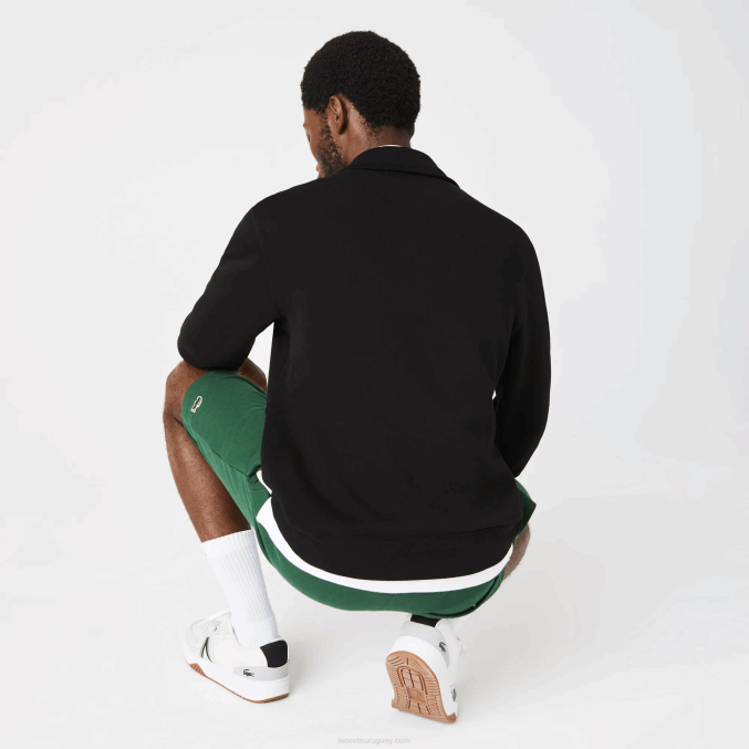 negro 031 VVL0A952 hombres Lacoste sudadera con cremallera y cuello alto