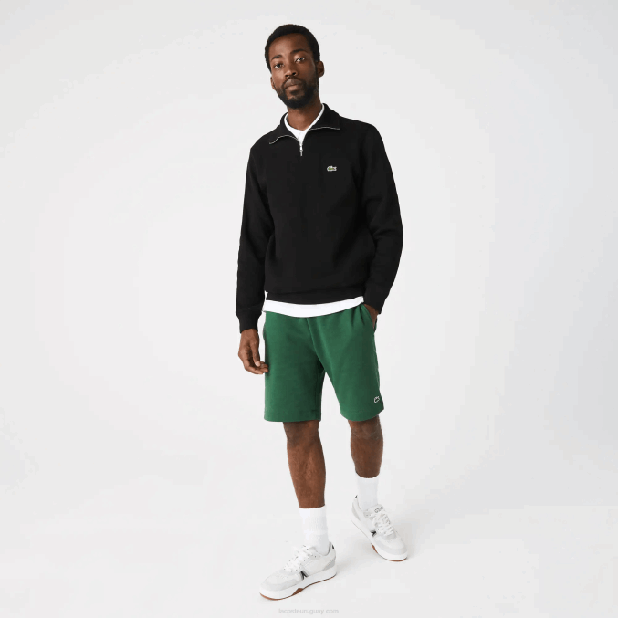 negro 031 VVL0A952 hombres Lacoste sudadera con cremallera y cuello alto
