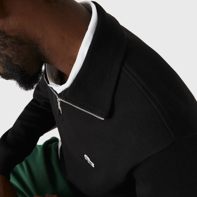 negro 031 VVL0A952 hombres Lacoste sudadera con cremallera y cuello alto