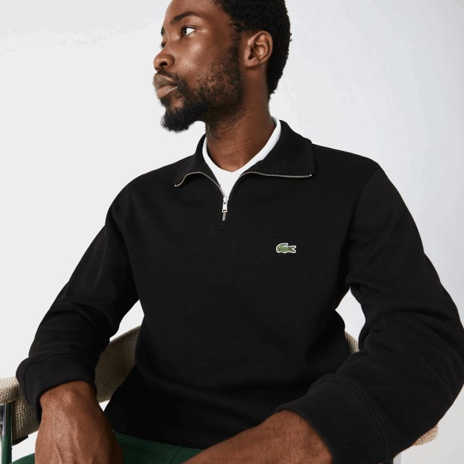negro 031 VVL0A952 hombres Lacoste sudadera con cremallera y cuello alto
