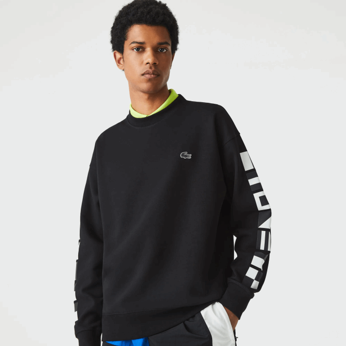 negro 031 VVL0A982 hombres Lacoste sudadera holgada con estampado reflectante