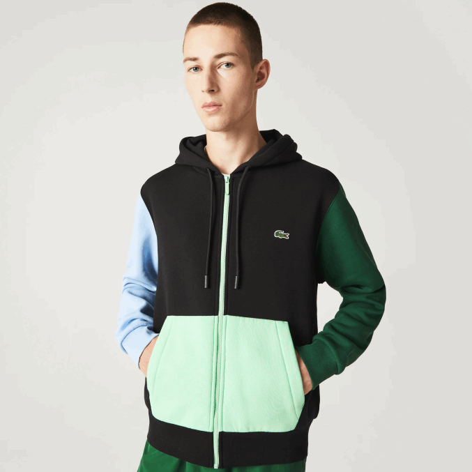 negro azul verde ueh VVL0A1081 hombres Lacoste sudadera con cremallera y capucha de corte clásico