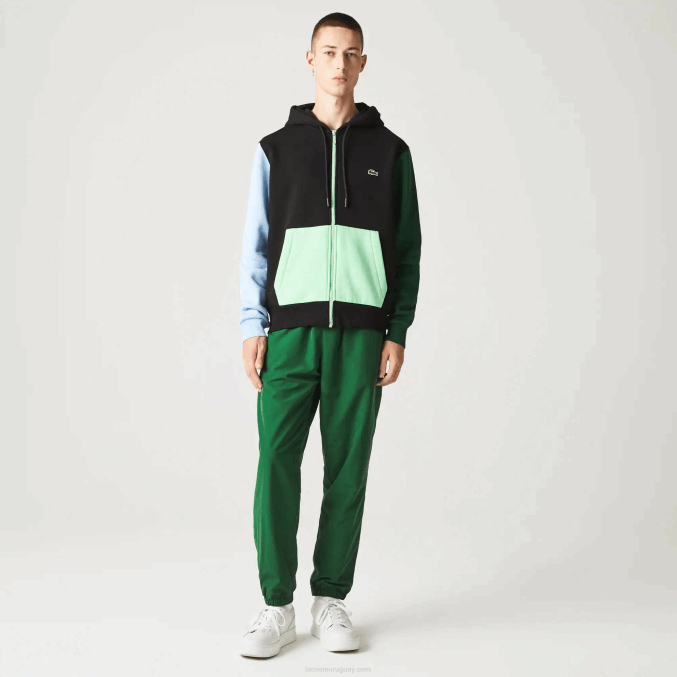 negro azul verde ueh VVL0A1081 hombres Lacoste sudadera con cremallera y capucha de corte clásico