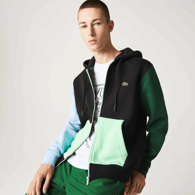 negro azul verde ueh VVL0A1081 hombres Lacoste sudadera con cremallera y capucha de corte clásico