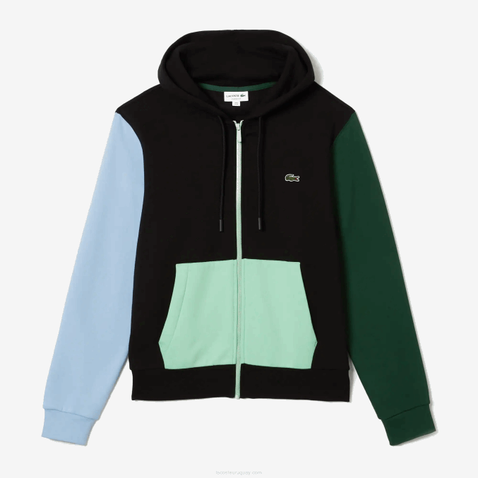 negro azul verde ueh VVL0A1081 hombres Lacoste sudadera con cremallera y capucha de corte clásico