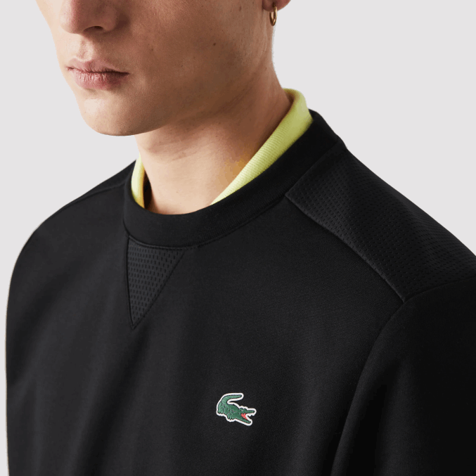 negro c31 VVL0A1063 hombres Lacoste sudadera con paneles de malla deportiva