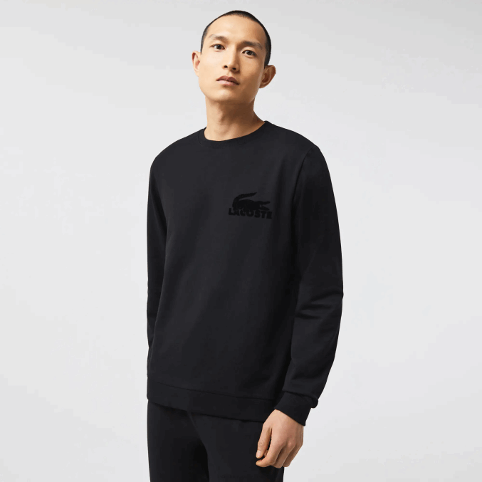 negro c31 VVL0A1387 hombres Lacoste sudadera de felpa de algodón