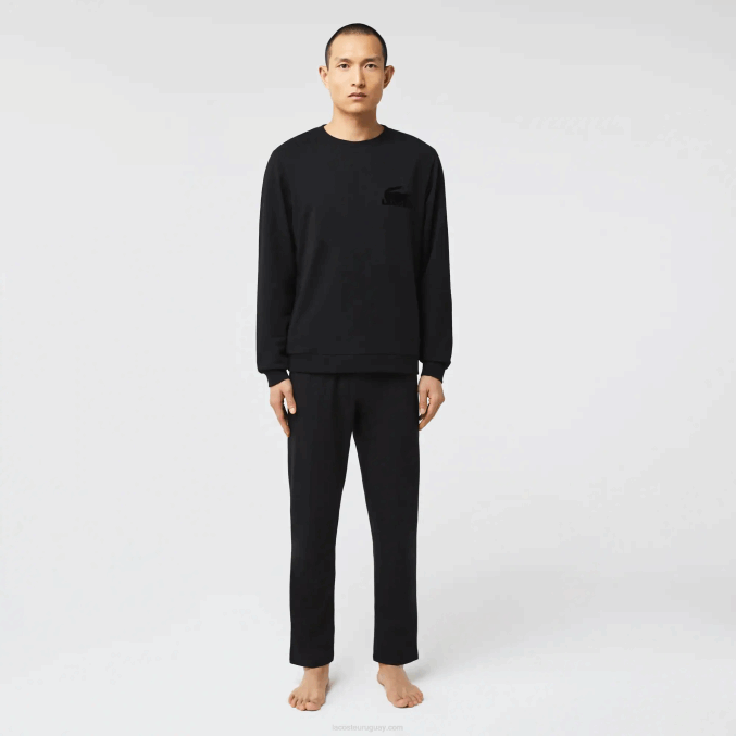 negro c31 VVL0A1387 hombres Lacoste sudadera de felpa de algodón