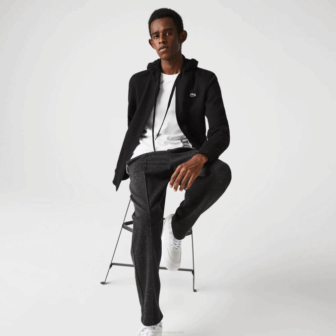 negro c31 VVL0A947 hombres Lacoste sudadera con capucha deportiva ligera de dos materiales