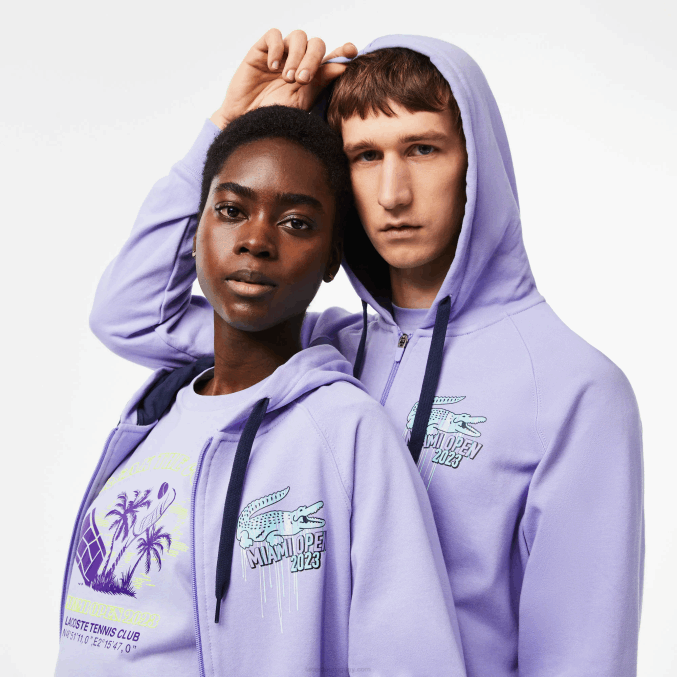 púrpura 3k0 VVL0A356 hombres Lacoste sport miami sudadera con capucha edición abierta