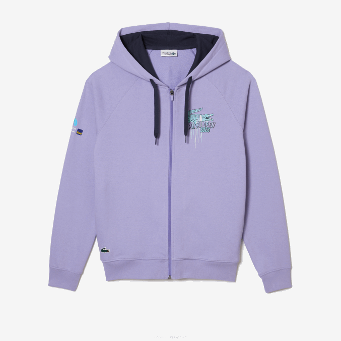 púrpura 3k0 VVL0A356 hombres Lacoste sport miami sudadera con capucha edición abierta
