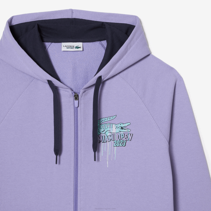 púrpura 3k0 VVL0A356 hombres Lacoste sport miami sudadera con capucha edición abierta