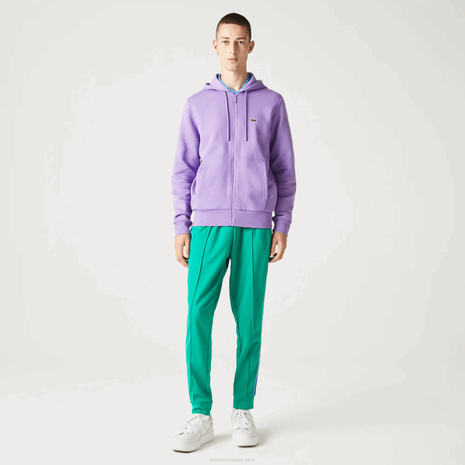 púrpura gfu VVL0A1102 hombres Lacoste sudadera con cremallera y bolsillo canguro