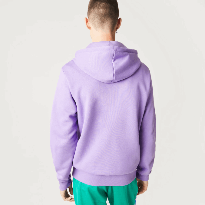 púrpura gfu VVL0A1102 hombres Lacoste sudadera con cremallera y bolsillo canguro