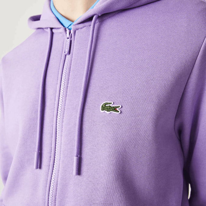 púrpura gfu VVL0A1102 hombres Lacoste sudadera con cremallera y bolsillo canguro