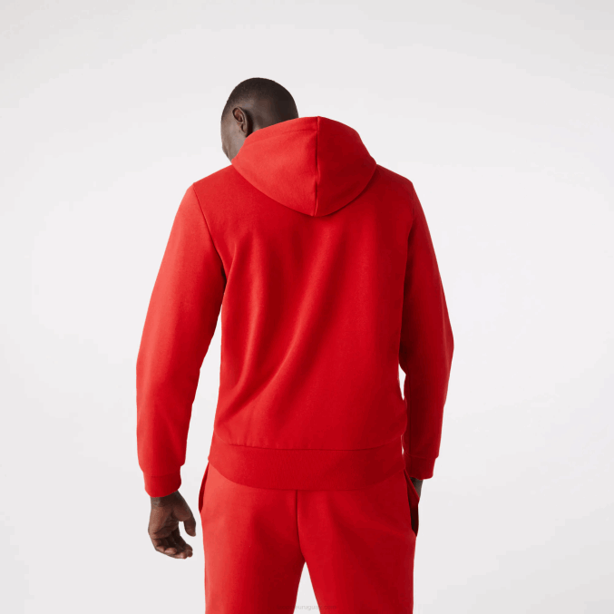 rojo 240 VVL0A1011 hombres Lacoste sudadera con cremallera y bolsillo canguro