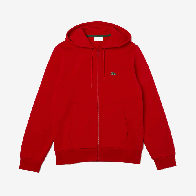 rojo 240 VVL0A1011 hombres Lacoste sudadera con cremallera y bolsillo canguro