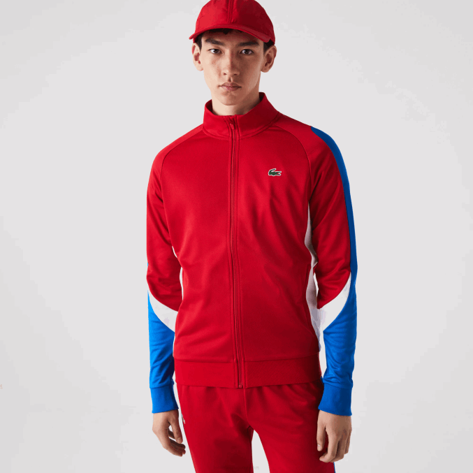 rojo azul blanco w50 VVL0A977 hombres Lacoste sudadera sport classic fit tenis con cremallera