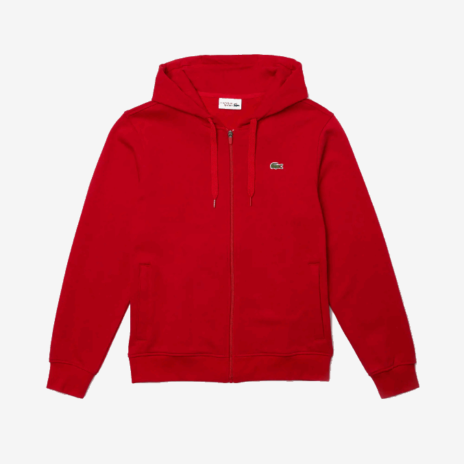 rojo e52 VVL0A963 hombres Lacoste sudadera con capucha deportiva ligera de dos materiales