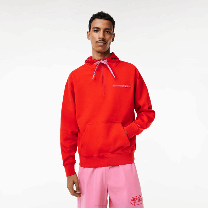 rojo s5h VVL0A376 hombres Lacoste sudadera holgada reversible