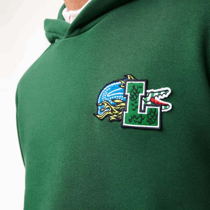 verde 132 VVL0A1132 hombres Lacoste sudadera con capucha y estampado de cómic